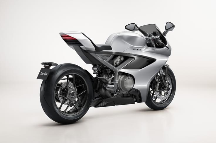 Where the V4SV had a more fluid, curvaceous design, the Manx R is a modern, sharper-looking thing. Norton Manx R rear right three quarter shot